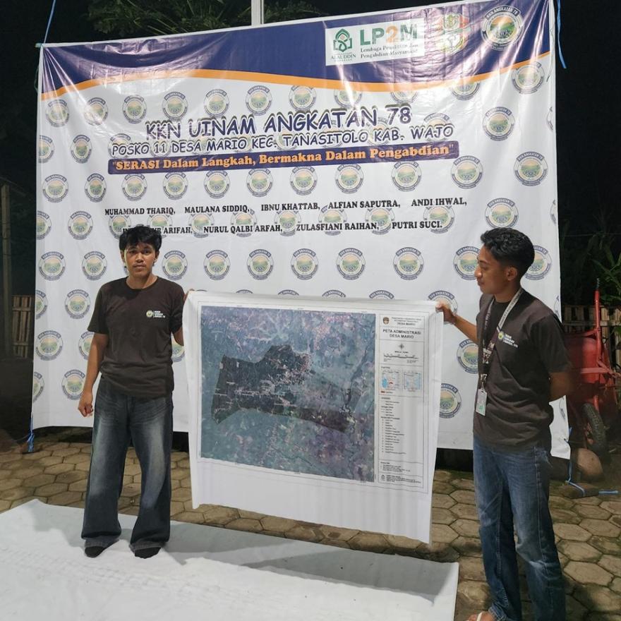 Mahasiswa KKN UINAM Angkatan 78 Posko 11 Desa Mario Realisasikan Program Kerja Pembuatan Peta Desa